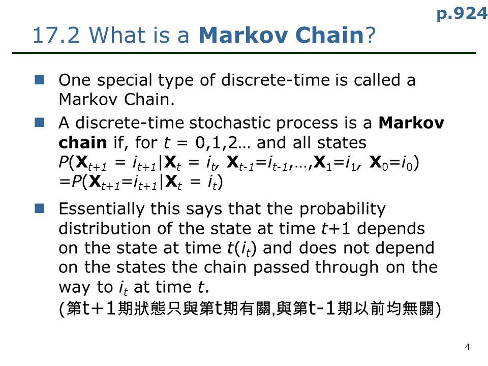 Chapter 17 Markov Chains (馬可夫鏈) - ppt download